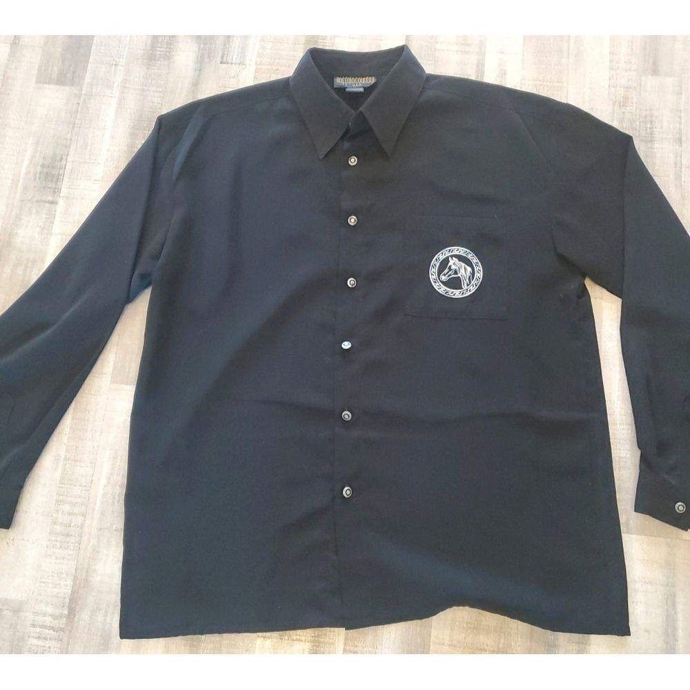 Buffalo Country VTG Gaucho Western Mens Black Shirt Med Horse Cowboy 90s VG